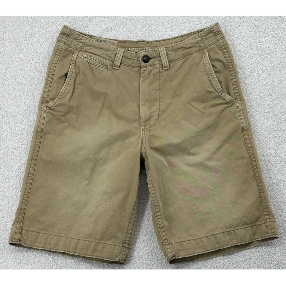 American Eagle Shorts‎ Men's 32 Longer Length 10.5" Inseam Khaki Lived In Twill
